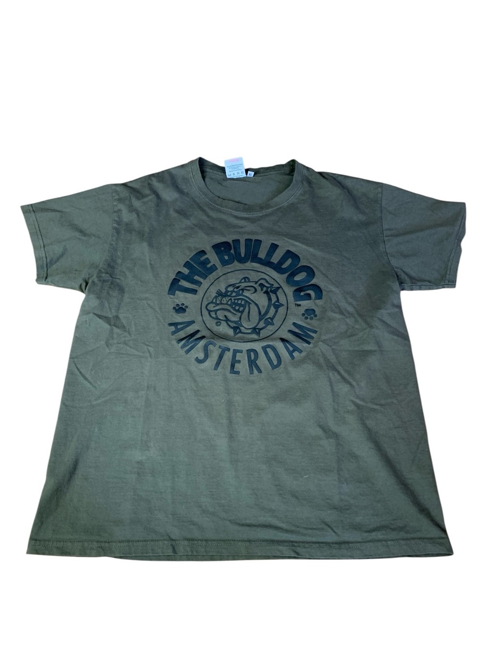 Vintage The Bulldog Amsterdam Graphic T-Shirt | Olive Green | Size XL